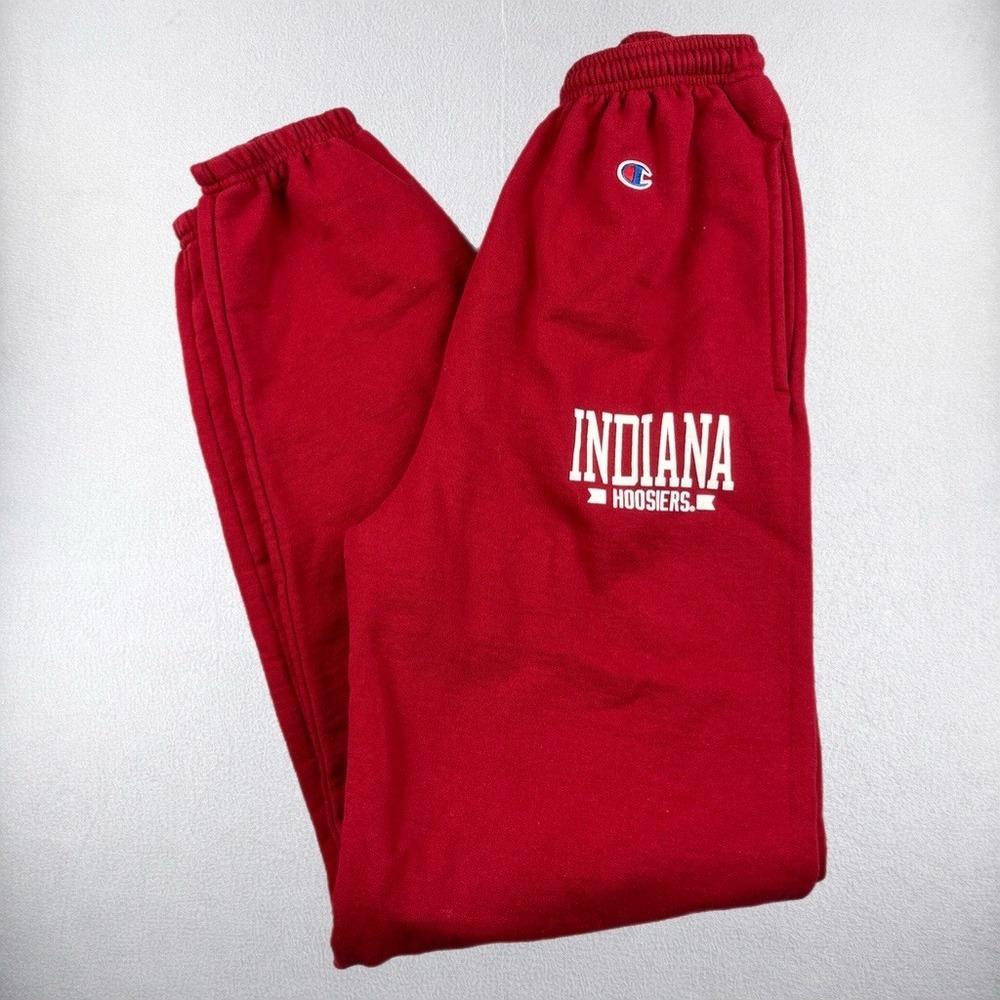 Champion Indiana Hoosiers Sweatpants Mens Small Red NCAA Elastic Waist Joggers